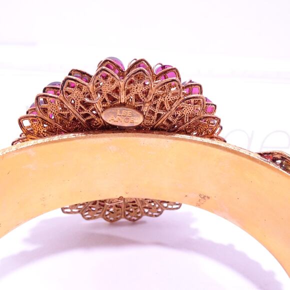 Vintage Lee Angel Crystal bead pearlized Circles Cuff Statement Bracelet NWT 498 - Picture 5 of 10